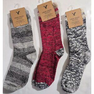 3 Pair Women's American Eagle Socks Crew Dress w/ Metallic One Size NEW NWT